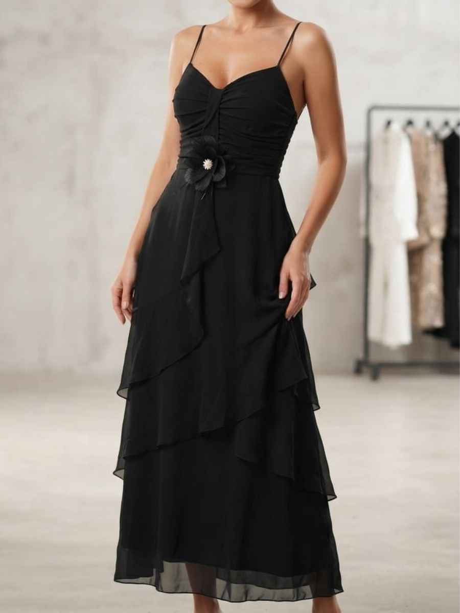 ModaFesta -spaghetti-flairy-power-net -dress-black